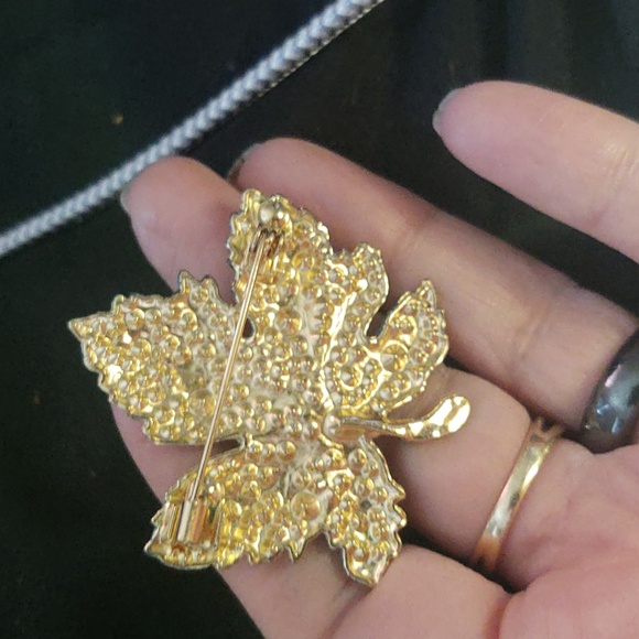 Blue and Green Leaf Brooch - Picture 2 of 3